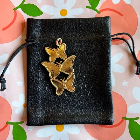 White Butterfly Trio Pendant Necklace - Picture 3 of 3